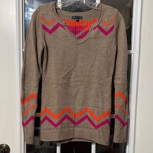 Gap Chevron Patterned Sweater - Tan, Pink, and Orange XS